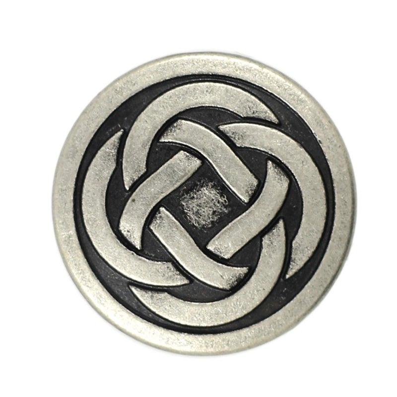 Bezelry 12 Pieces Tiny Celtic Knot Metal Shank Buttons. 20mm (3/4 inch) (Antique Silver) - Image 1